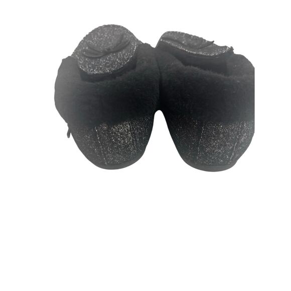 FitFlop Chrissie Glitzy Glitter Moccasin Slippers Black Faux Fur 6 cozy glam - Picture 6 of 8